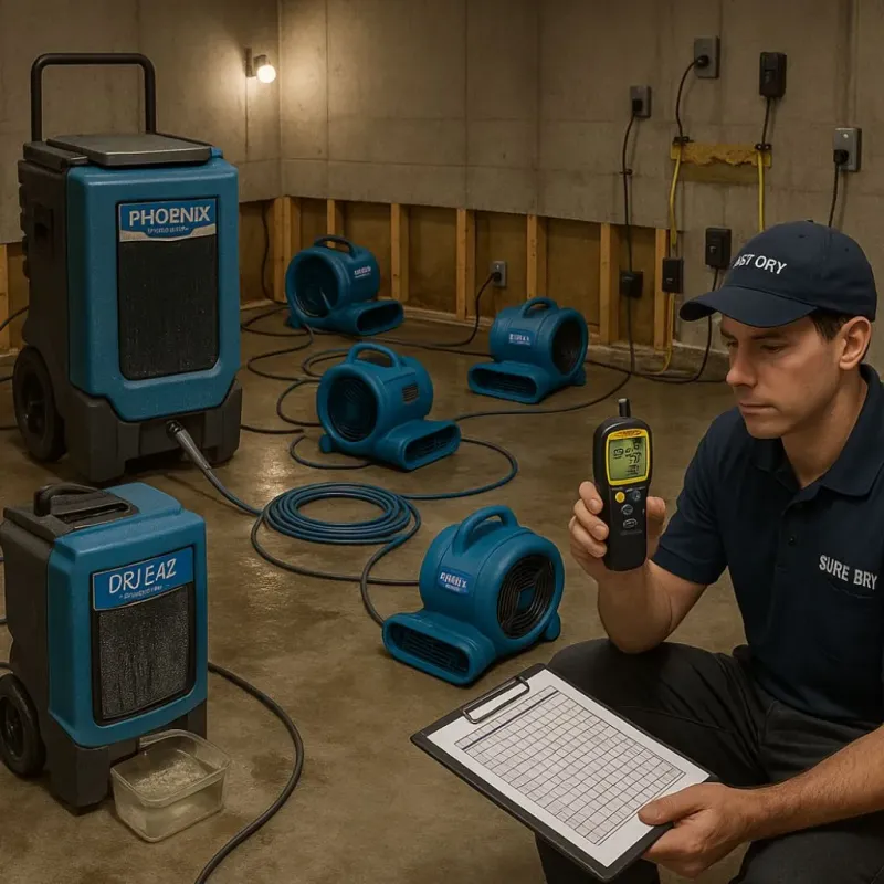 Structural Drying and Dehumidification process in Erath County, TX